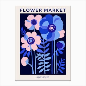 Blue Flower Market Poster Anemone 2 Canvas Print