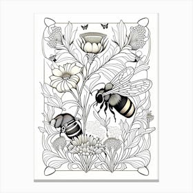 Bees 3 William Morris Style Canvas Print