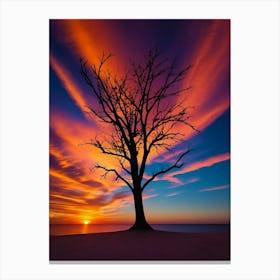 Silhouette Tree at Sunset Toile