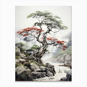 Shikoku Pilgrimage In Shikoku, Japanese Brush Painting, Ukiyo E, Minimal 1 Canvas Print