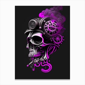 Skull With Psychedelic Patterns Pink 2 Stream Punk Canvas Print