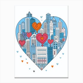 Heart Doodle Skyline 2 Canvas Print