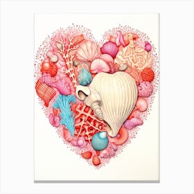 Detailed Shell Heart Illustration 3 Canvas Print