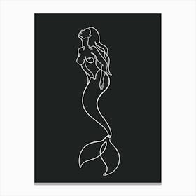 Mermaid Abstract One Line Dark Canvas Print