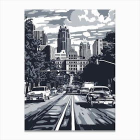 Duotone Illustration South Congress Avenue Austin Texas 3 Canvas Print