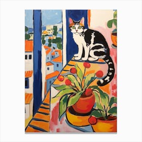 Painting Of A Cat In Faro Portugal 2 Canvas Print