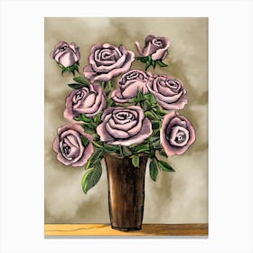 Purple Roses In A Vase 18 Canvas Print