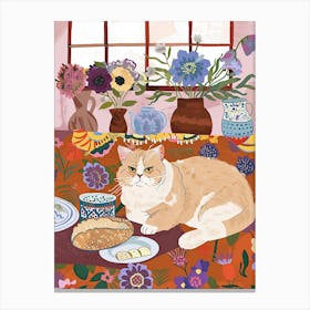 Tea Time With A Exotic Shorthair Cat 2 Canvas Print