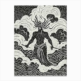 A Thunder God Linocut Canvas Print