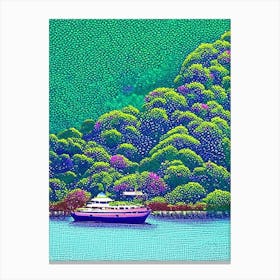 Gaya Island Malaysia Pointillism Style Tropical Destination Canvas Print