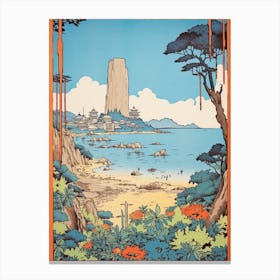 Enoshima Island, Japan Vintage Travel Art 1 Canvas Print