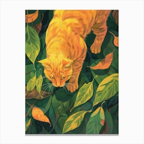 Orange Cat In Leaf Canvas Print