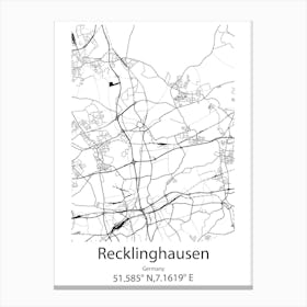 Recklinghausen,Germany Minimalist Map Canvas Print