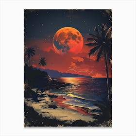 Full Moon On The Beach Canvas Print