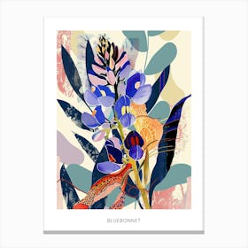 Colourful Flower Illustration Poster Bluebonnet 7 Canvas Print