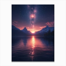 Night Sky Over Lake 2 Canvas Print