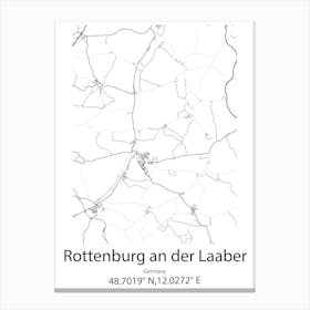 Rottenburg An Der Laaber,Germany Minimalist Map Canvas Print