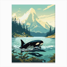 Icy Orca Whale In Ocean 1 Canvas Print