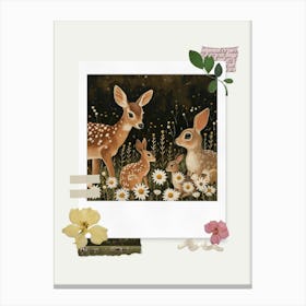 Scrapbook Deer And Bunnies Fairycore Painting 3 Canvas Print