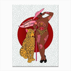 Tattooed Body Positive Babe And Leopard Canvas Print