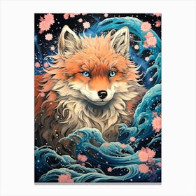 Fox In The Waves Canvas Print