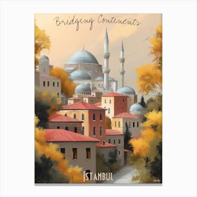 Bridges Between Continents, minimalist soft tones palette, watercolor poster Canvas Print