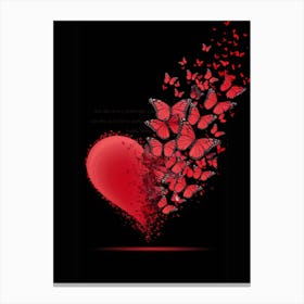 Red Heart With Butterflies Canvas Print