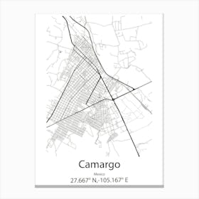 Camargo,Mexico Minimalist Map Stampe su tela