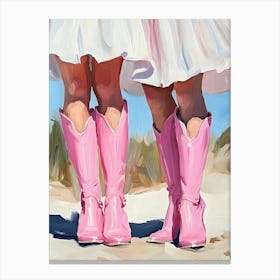 Two Girls In Pink Cowboy Boots 4 Canvas Print