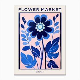 Blue Flower Market Poster Zinnia 4 Canvas Print