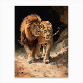 Barbary Lion Rituals Acrylic Painting 1 Canvas Print