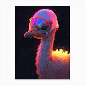 Ostrich With A Helmet Ready To Race Canvas Print