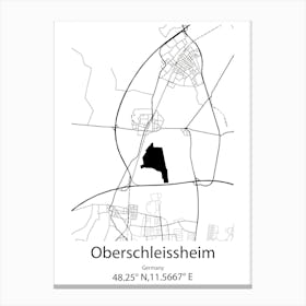 Oberschleissheim,Germany Minimalist Map Canvas Print