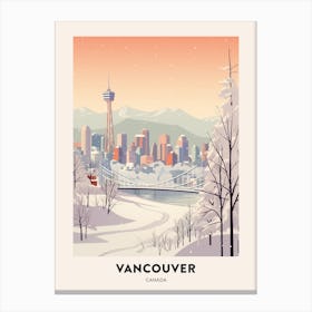 Vintage Winter Travel Poster Vancouver Canada 5 Canvas Print