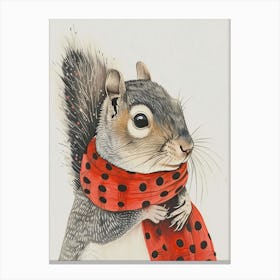 Squirrel In Scarf Canvas Print