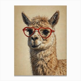 Llama With Glasses Canvas Print