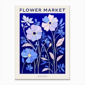 Blue Flower Market Poster Asters 4 Canvas Print