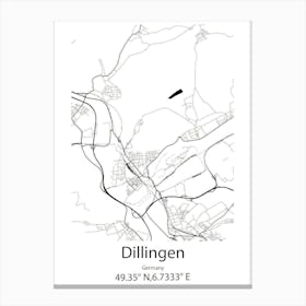 Dillingen,Germany Minimalist Map Canvas Print