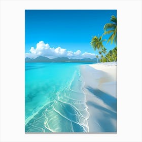 Beach With Palm Trees 3 Canvas Print