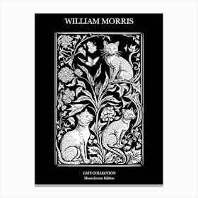William Morris  Style Cats Collection Black And White 2 Canvas Print
