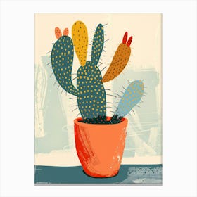 Pincushion Cactus Minimalist Abstract Illustration 4 Canvas Print