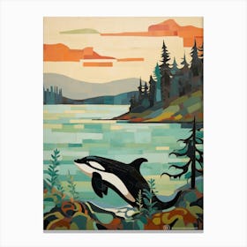 Matisse Style Killer Whale With Woodland Coast 6 Canvas Print