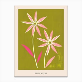 Pink & Green Edelweiss 2 Flower Poster Canvas Print