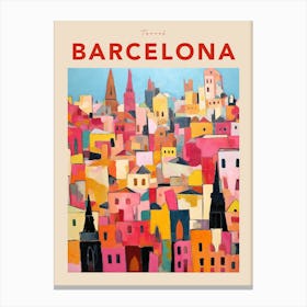 Barcelona Spain 2 Fauvist Travel Poster Canvas Print