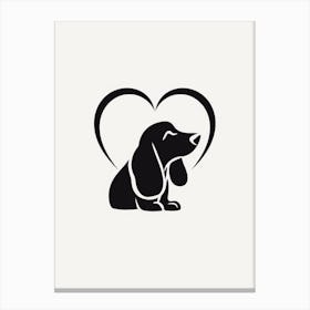 Minimal Basset Hound Heart Canvas Print