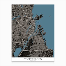 Copenhagen Black Blue Canvas Print