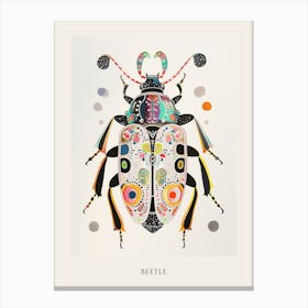 Colourful Insect Illustration Beetle 25 Poster Canvas Print