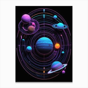 Default Neon Black Light Sgraffito Solar System 3d Illustratio 2 (5) Canvas Print