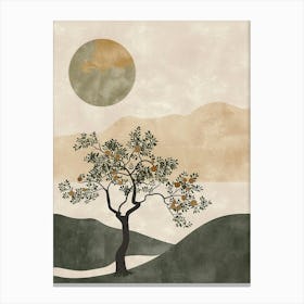 Plum Tree Minimal Japandi Illustration 4 Canvas Print