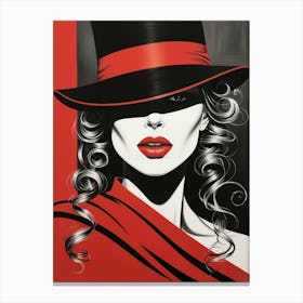 Lady In Red Hat 1 Canvas Print